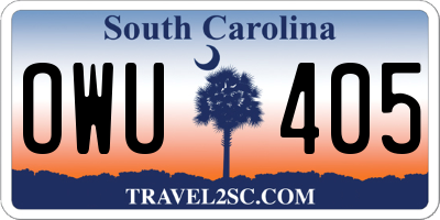 SC license plate OWU405