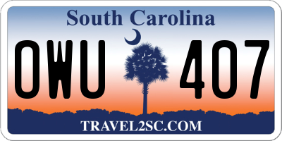SC license plate OWU407