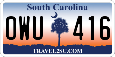 SC license plate OWU416