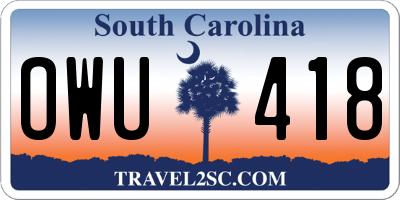 SC license plate OWU418