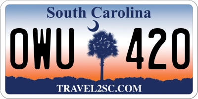 SC license plate OWU420