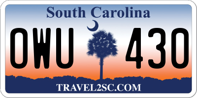 SC license plate OWU430