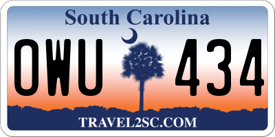 SC license plate OWU434