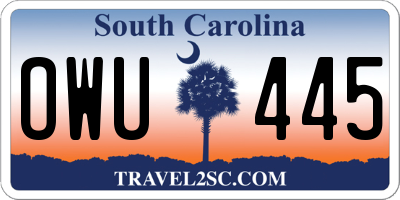 SC license plate OWU445