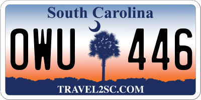 SC license plate OWU446