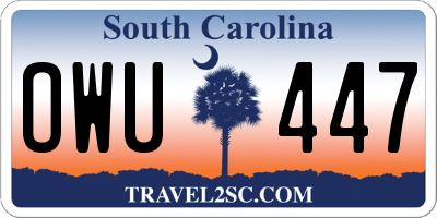 SC license plate OWU447