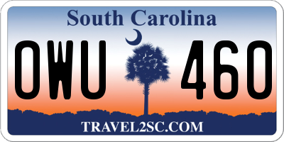 SC license plate OWU460