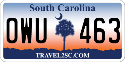 SC license plate OWU463