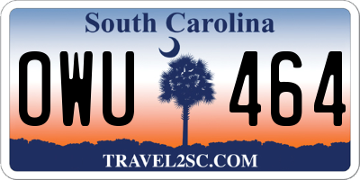 SC license plate OWU464