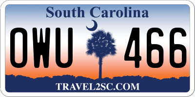 SC license plate OWU466