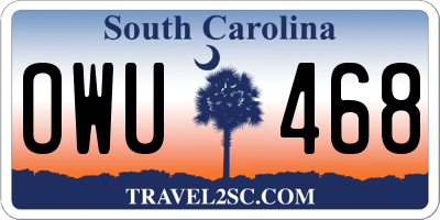 SC license plate OWU468