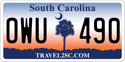 SC license plate OWU490