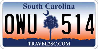 SC license plate OWU514