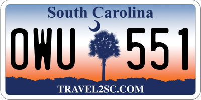 SC license plate OWU551