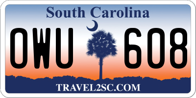 SC license plate OWU608