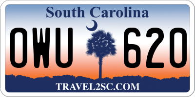 SC license plate OWU620