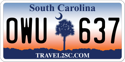 SC license plate OWU637
