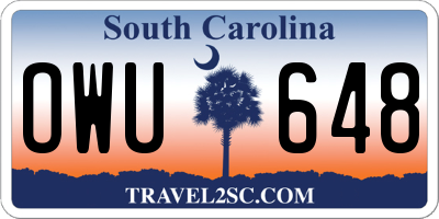 SC license plate OWU648