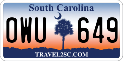 SC license plate OWU649