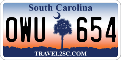 SC license plate OWU654