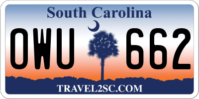 SC license plate OWU662