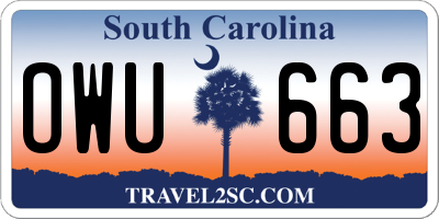 SC license plate OWU663