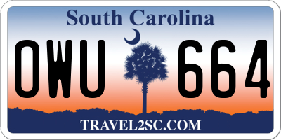 SC license plate OWU664