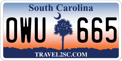 SC license plate OWU665