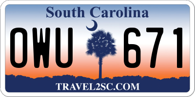 SC license plate OWU671
