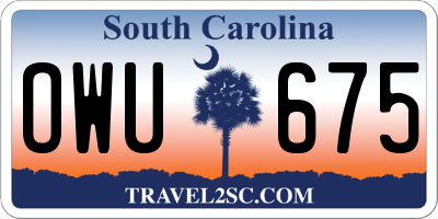 SC license plate OWU675