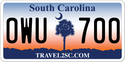 SC license plate OWU700