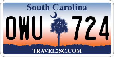 SC license plate OWU724