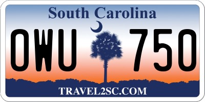 SC license plate OWU750