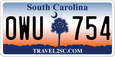SC license plate OWU754