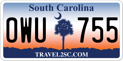 SC license plate OWU755