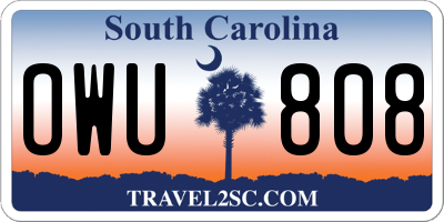 SC license plate OWU808