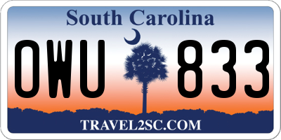 SC license plate OWU833