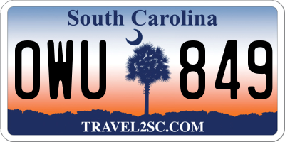 SC license plate OWU849