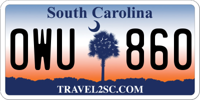 SC license plate OWU860