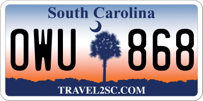 SC license plate OWU868