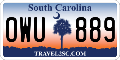 SC license plate OWU889