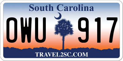 SC license plate OWU917