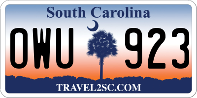 SC license plate OWU923