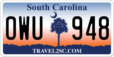 SC license plate OWU948