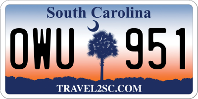 SC license plate OWU951