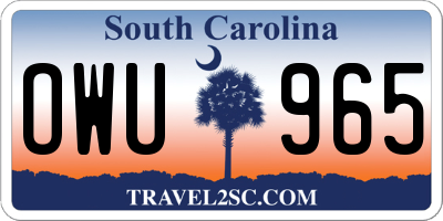 SC license plate OWU965