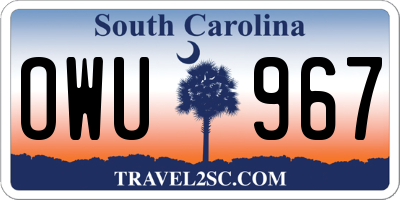 SC license plate OWU967