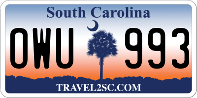 SC license plate OWU993