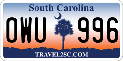 SC license plate OWU996