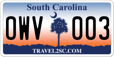 SC license plate OWV003